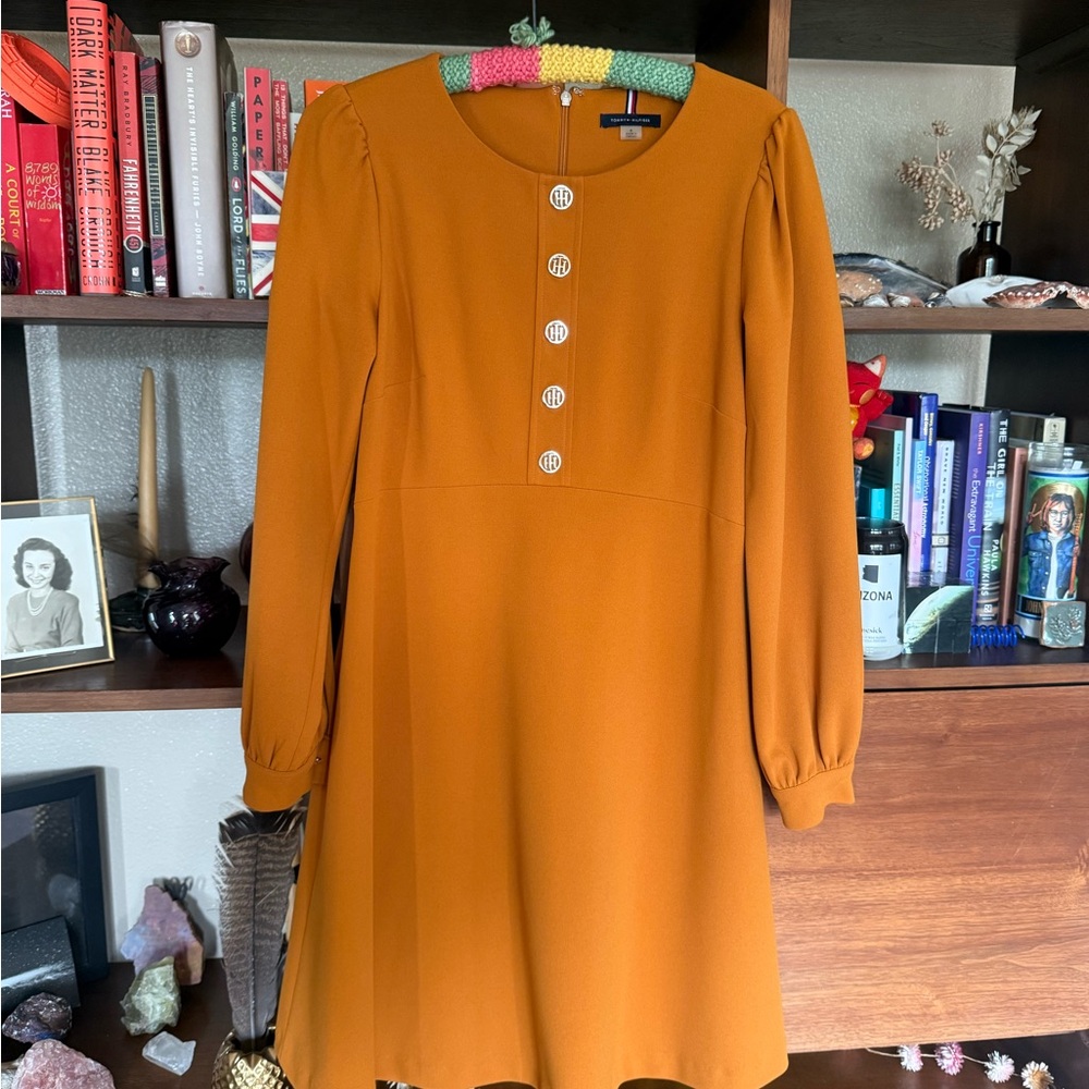 Tommy Hilfiger Yellow Sheath Dress with Bishop Sleeves